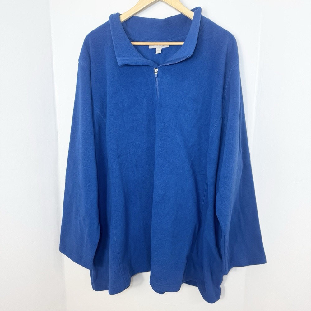 Woman Within Microfleece Quarter-Zip Pullover Sweatshirt Layer - 4X Blue